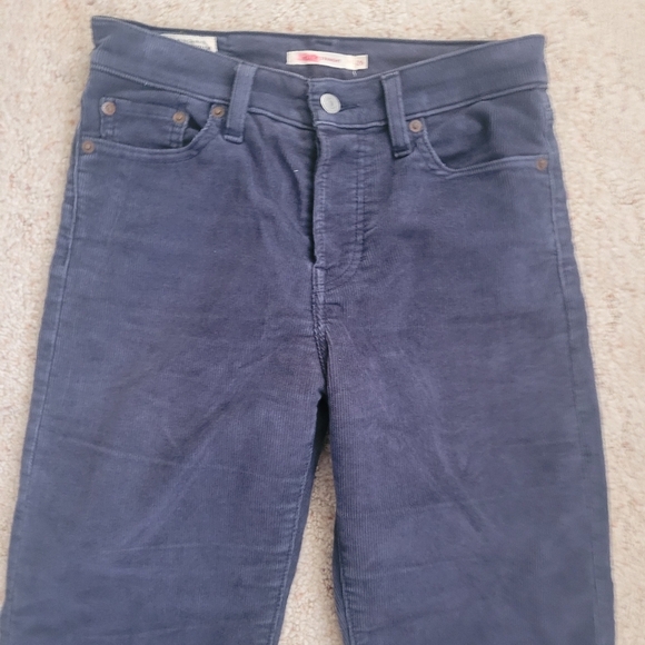 Levi's Premium Wedgie Straight Blue Corduroy Pants - Picture 5 of 7